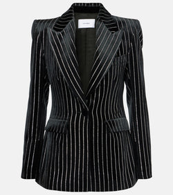 Alex Perry Crystal-embellished pinstripe velvet blazer