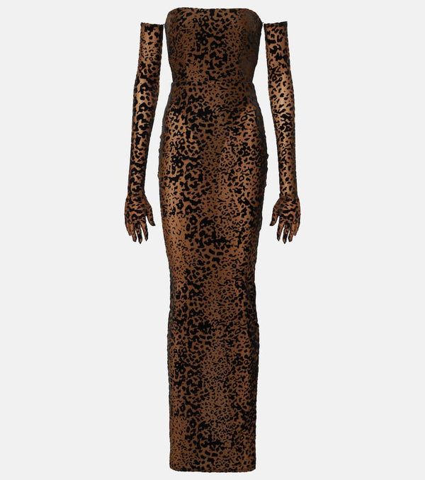 Alex Perry Leopard-print corset gown