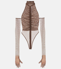 Alex Perry Ruched sheer bodysuit