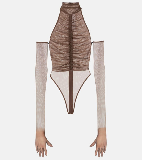 Alex Perry Ruched sheer bodysuit