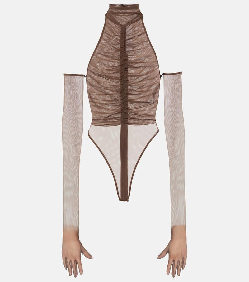 Alex Perry Ruched sheer bodysuit