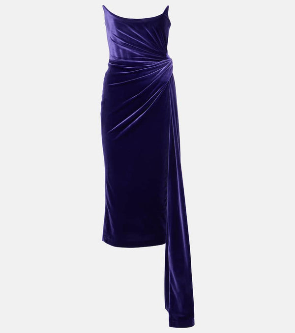 Alex Perry Draped velvet corset gown | LYBSTORE