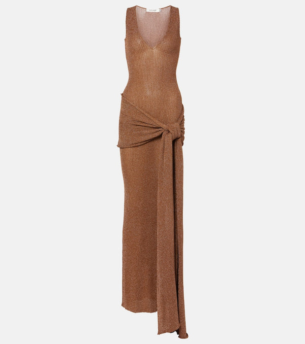 Aya Muse Alula belted lamé maxi dress