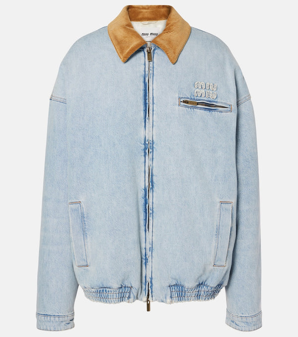 Miu Miu Logo denim puffer jacket