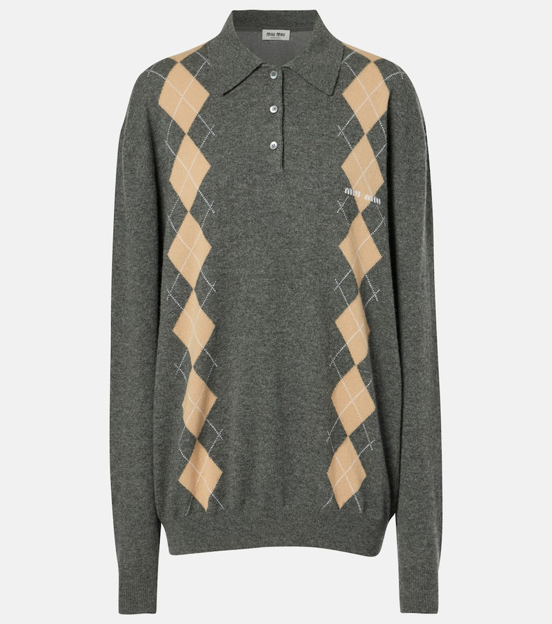 Miu Miu Argyle cashmere sweater