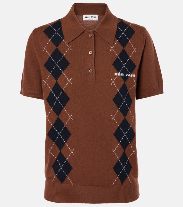 Miu Miu Argyle cashmere polo shirt