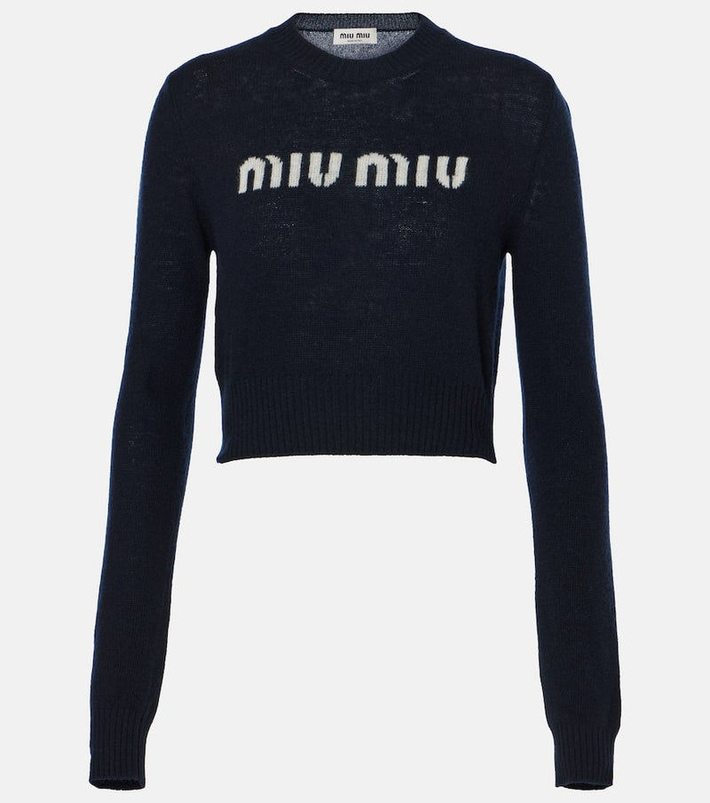 Miu Miu Logo intarsia wool and cashmere sweater