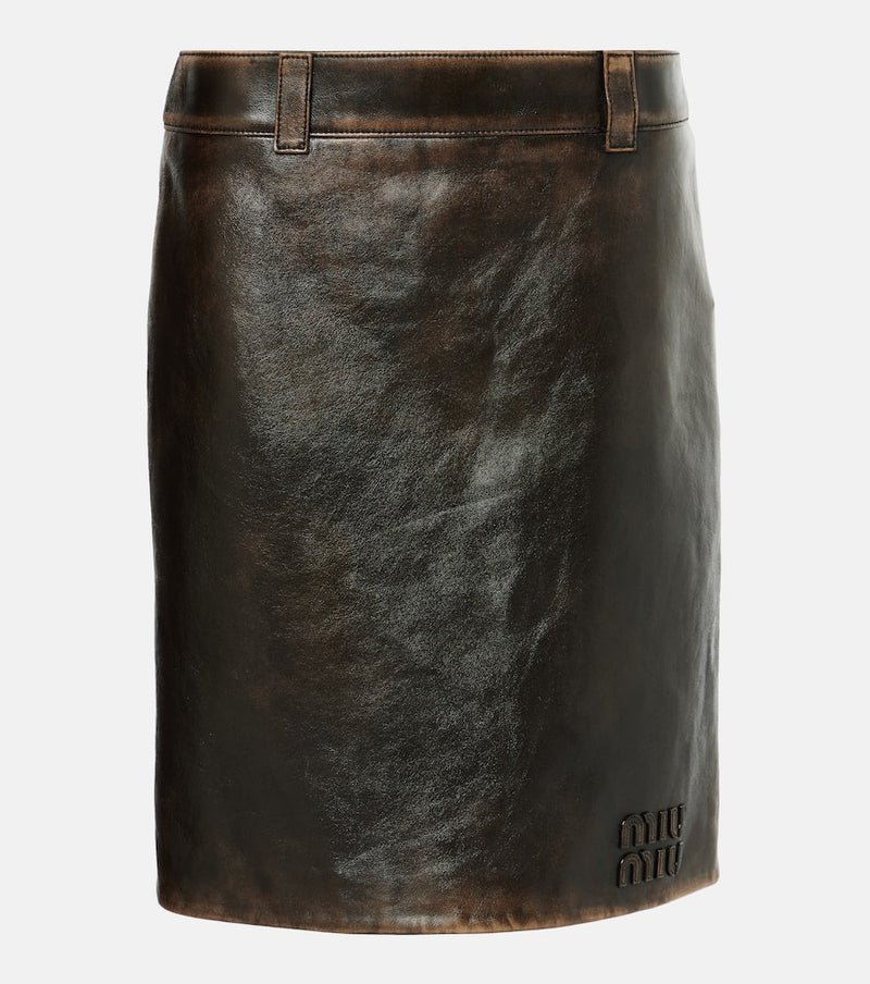 Miu Miu Leather midi skirt