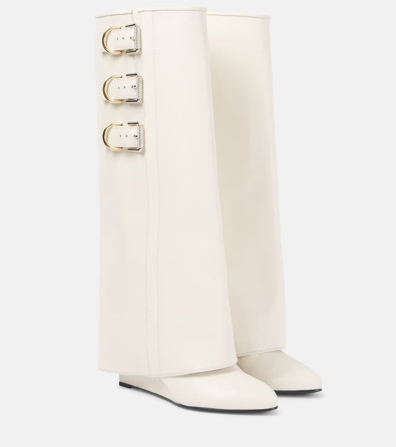 Givenchy Shark Lock Buckles leather knee-high boots