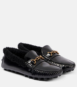 Tod's Shearling-trimmed leather loafers