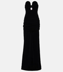 Carolina Herrera Ruched velvet bustier gown