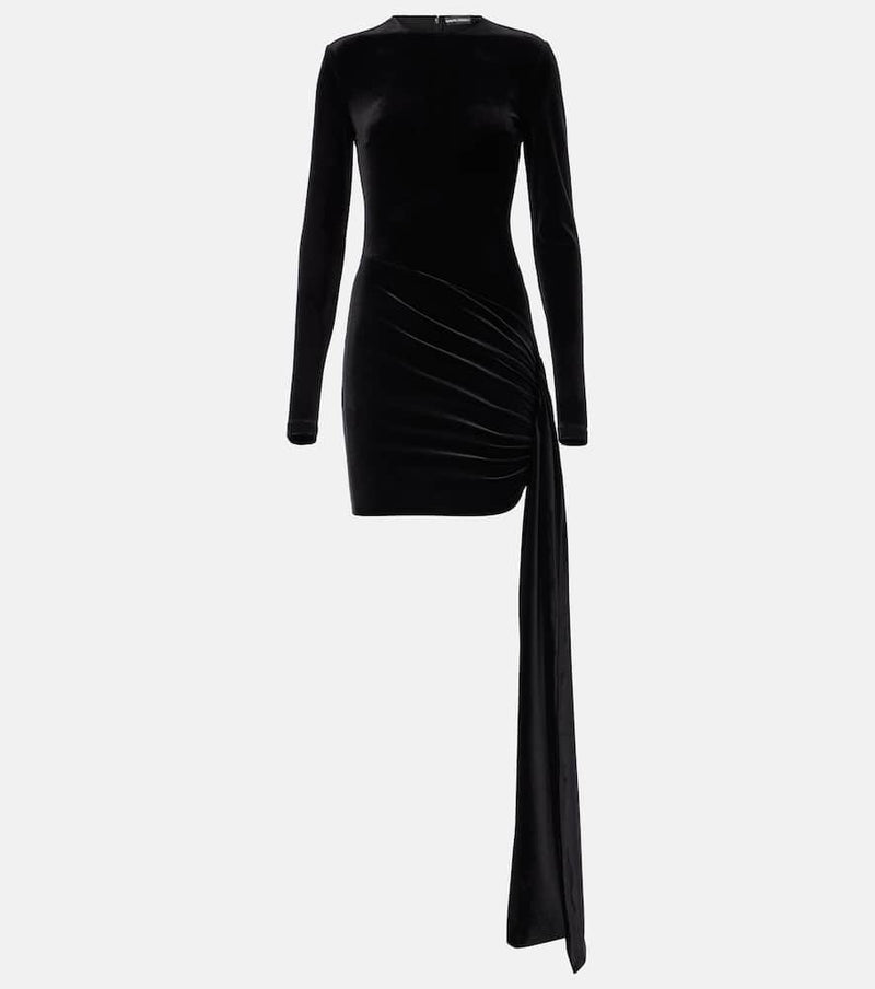 David Koma Ruched velvet minidress