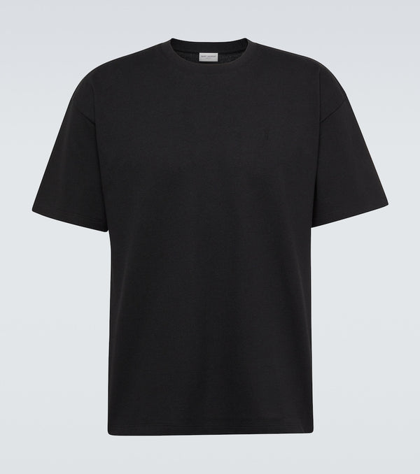 Saint Laurent Cassandre cotton-blend piqué T-shirt