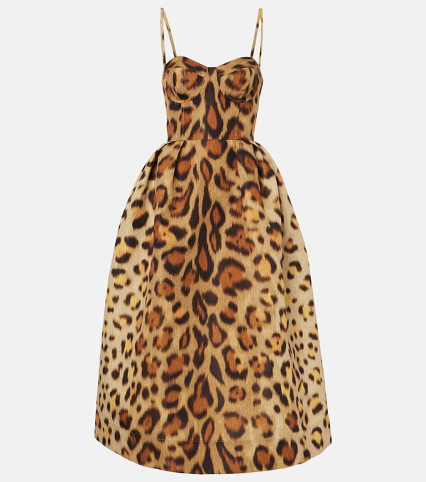 Oscar de la Renta Animal-print faille bustier dress