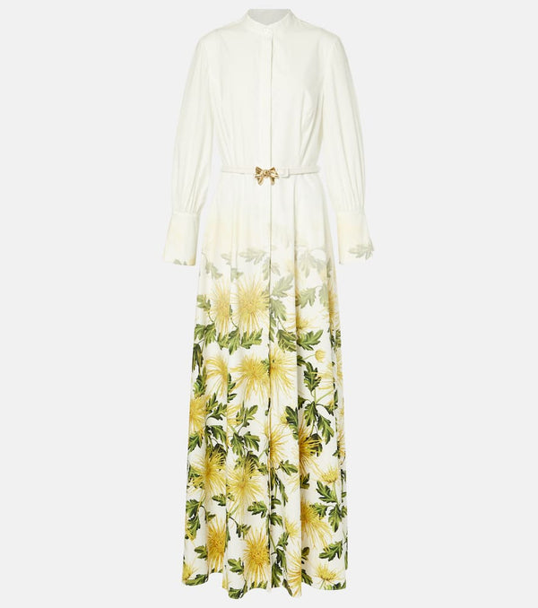 Oscar de la Renta Floral cotton-blend poplin shirt dress