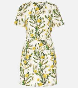 Oscar de la Renta Floral cotton-blend cloqué minidress