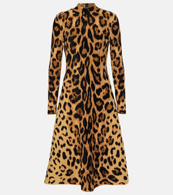 Oscar de la Renta Jaguar leopard-print jacquard midi dress