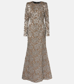 Oscar de la Renta Metallic Orchid jacquard gown