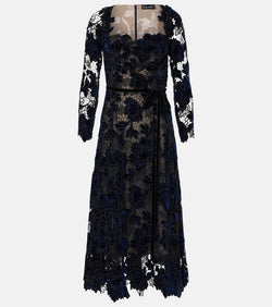 Oscar de la Renta Velvet guipure lace midi dress