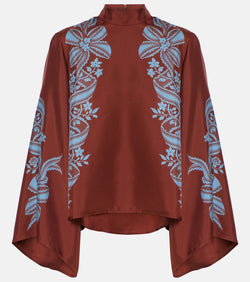 La DoubleJ Make An Exit floral silk twill blouse