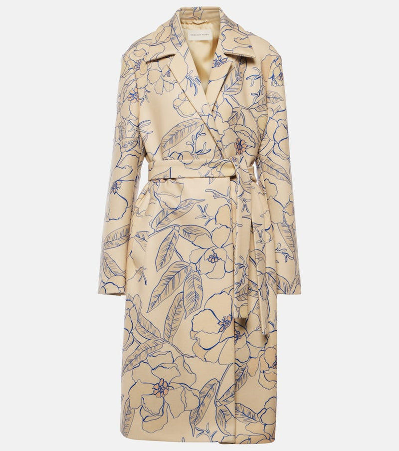 Dries Van Noten Floral wool-blend trench coat