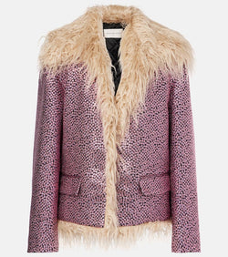 Dries Van Noten Faux fur-trimmed embellished jacket