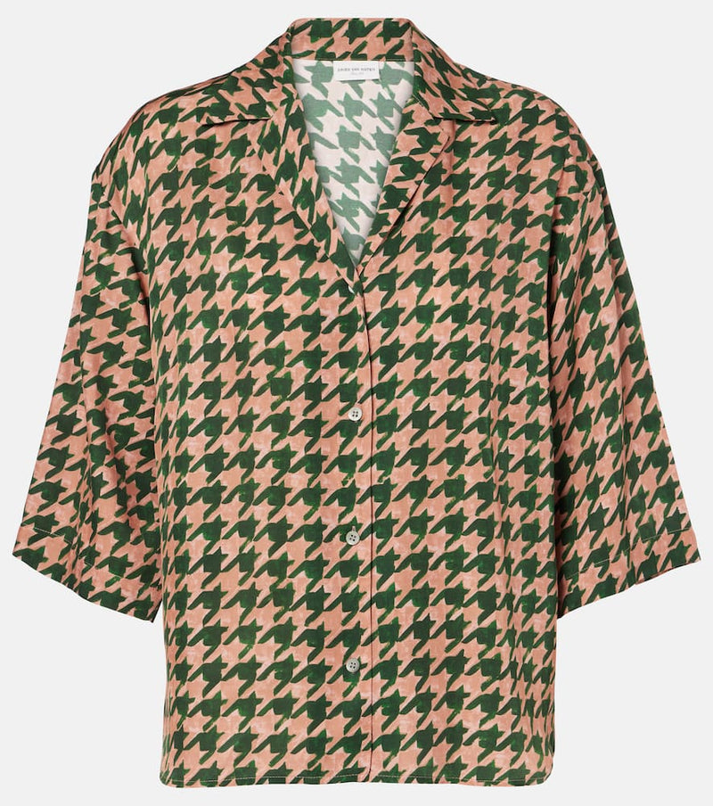 Dries Van Noten Houndstooth satin shirt