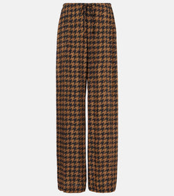 Dries Van Noten Houndstooth satin straight pants