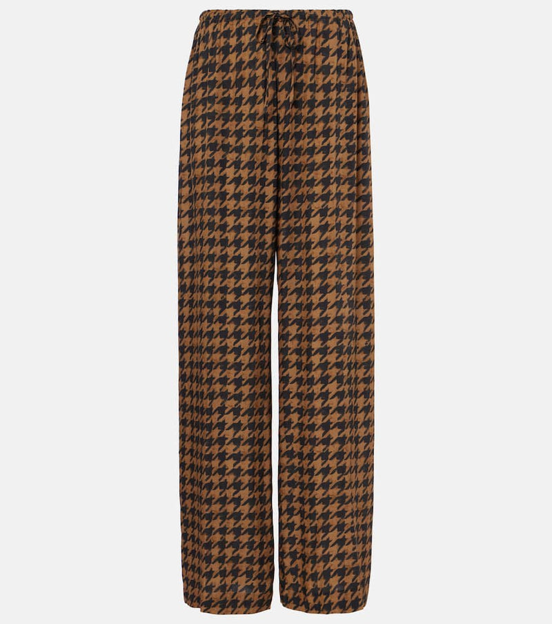 Dries Van Noten Houndstooth satin straight pants