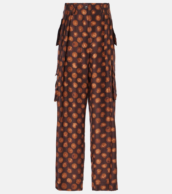 Dries Van Noten Printed silk cargo pants