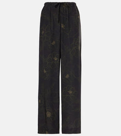 Dries Van Noten Floral silk straight pants