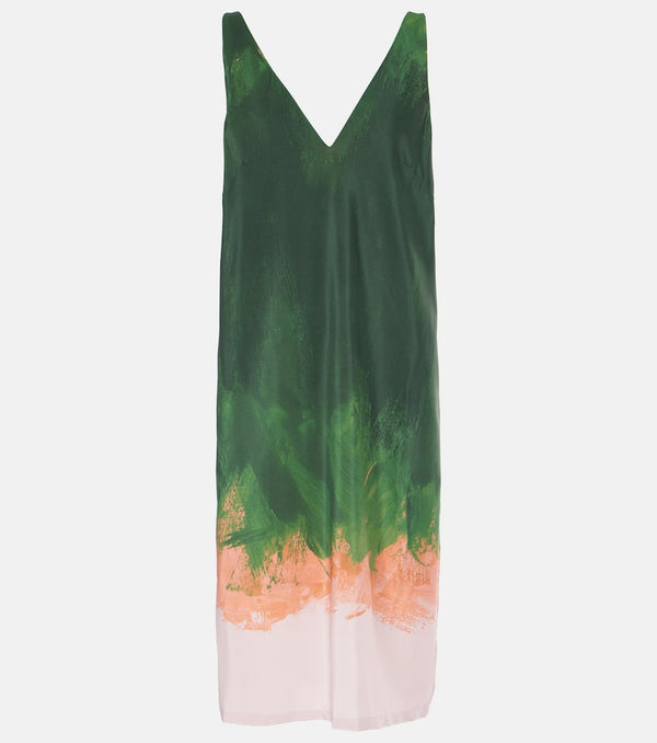 Dries Van Noten Printed silk-blend midi dress