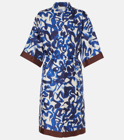 Dries Van Noten Printed silk satin shirt dress