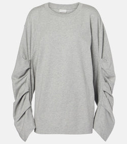 Dries Van Noten Ruched oversized cotton jersey top