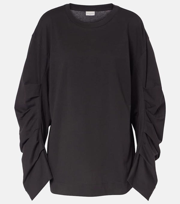 Dries Van Noten Ruched cotton jersey sweatshirt