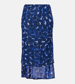 Dries Van Noten Printed gathered jersey midi skirt