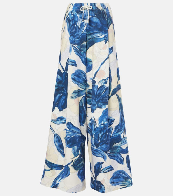 Dries Van Noten Floral cotton jersey wide-leg sweatpants