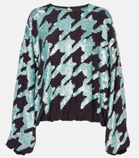 Dries Van Noten Sequined houndstooth silk sweatshirt