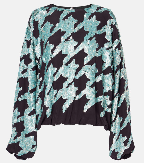 Dries Van Noten Sequined houndstooth silk sweatshirt