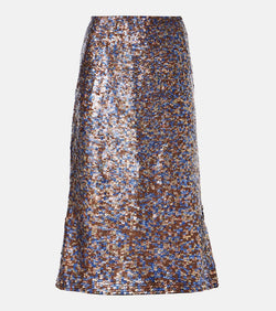 Dries Van Noten Sequined wool-blend midi skirt