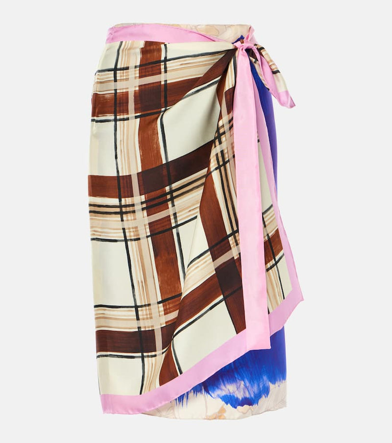 Dries Van Noten Printed silk wrap skirt