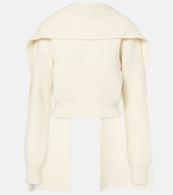 Erdem Cropped wool and cashmere scarf sweater