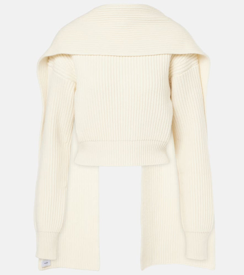 Erdem Cropped wool and cashmere scarf sweater