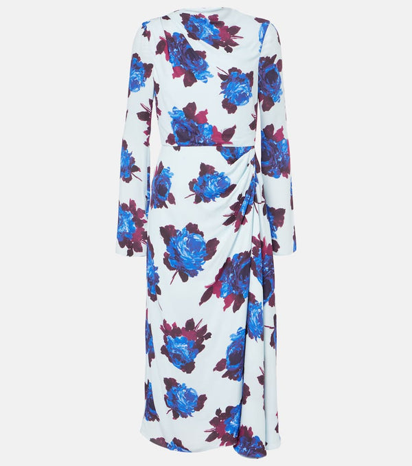 Erdem Draped floral crêpe midi dress