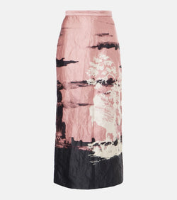 Erdem Printed crushed satin pencil skirt