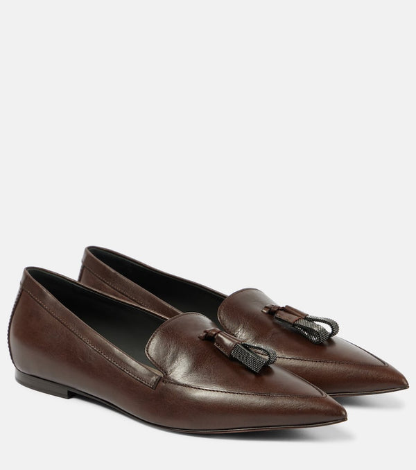 Brunello Cucinelli Embellished leather loafers