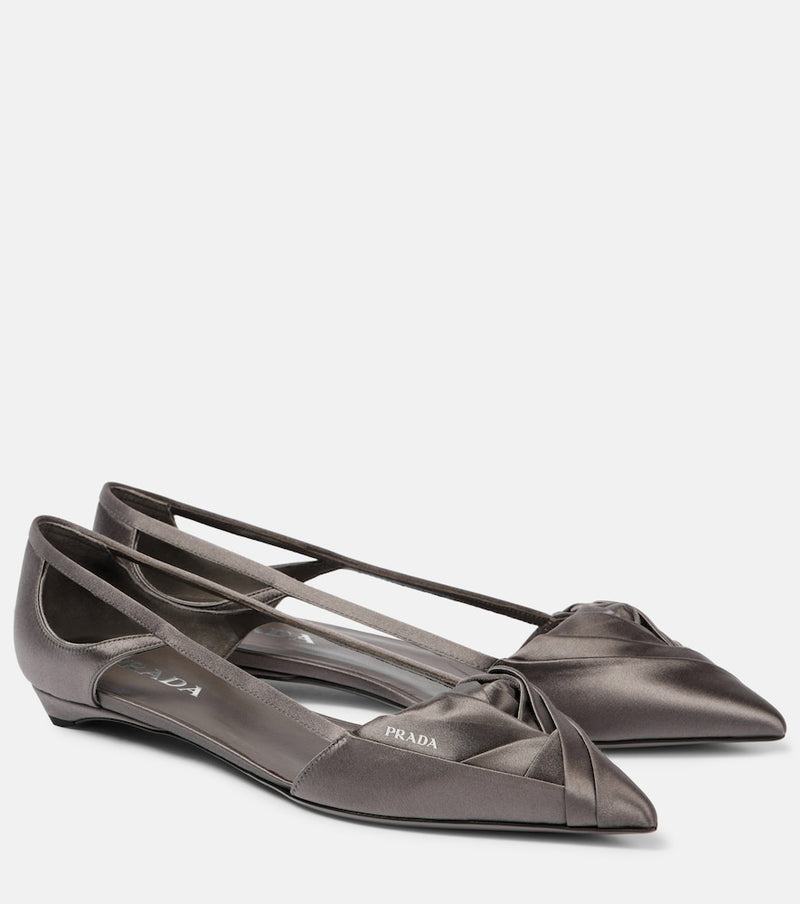 Prada Cutout satin ballet flats