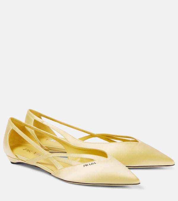 Prada Logo satin ballet flats