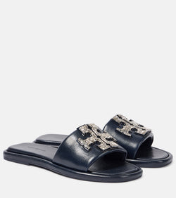 Tory Burch Double T Deco Sport leather slides