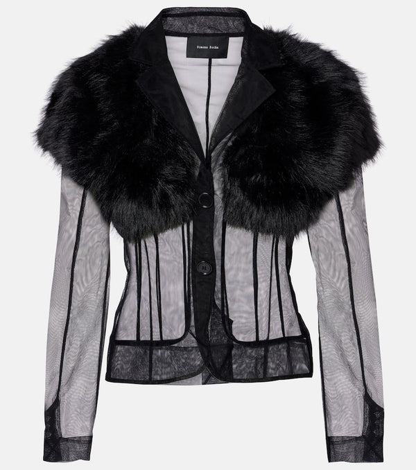 Simone Rocha Faux fur and mesh jacket